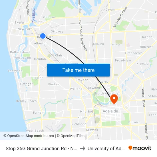 Stop 35G Grand Junction Rd - North side to University of Adelaide map