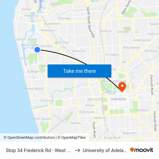 Stop 34 Frederick Rd - West side to University of Adelaide map