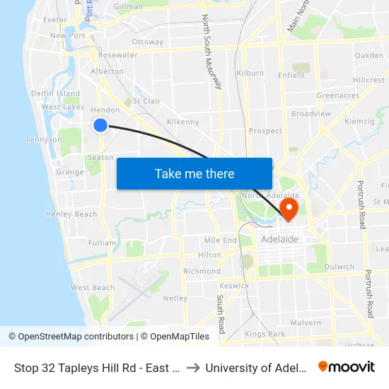 Stop 32 Tapleys Hill Rd - East side to University of Adelaide map