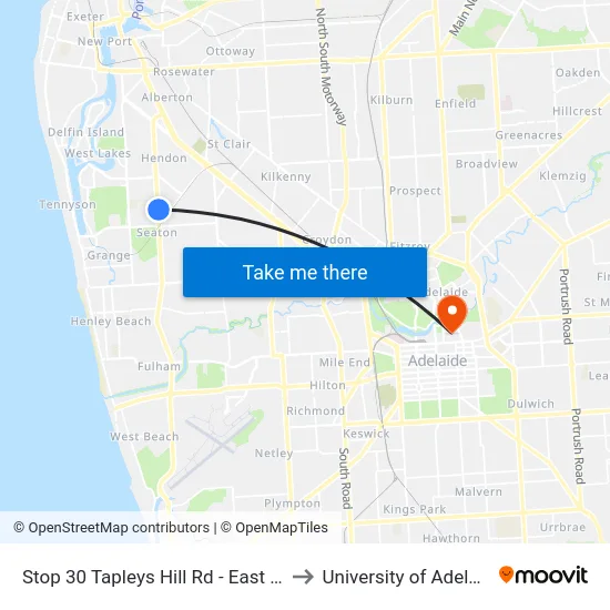 Stop 30 Tapleys Hill Rd - East side to University of Adelaide map