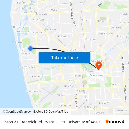 Stop 31 Frederick Rd - West side to University of Adelaide map