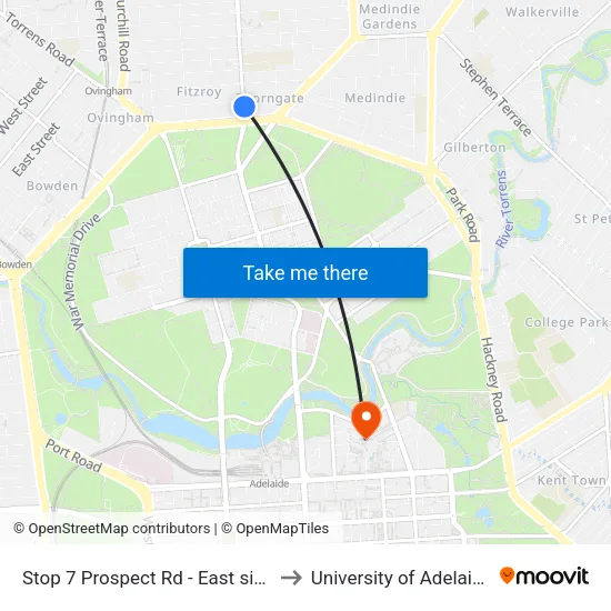Stop 7 Prospect Rd - East side to University of Adelaide map