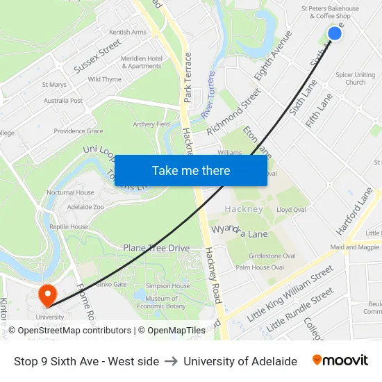 Stop 9 Sixth Ave - West side to University of Adelaide map