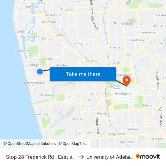 Stop 28 Frederick Rd - East side to University of Adelaide map
