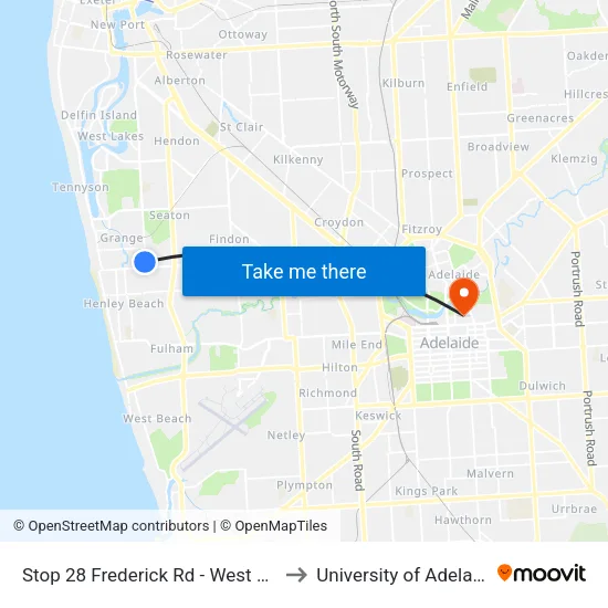 Stop 28 Frederick Rd - West side to University of Adelaide map