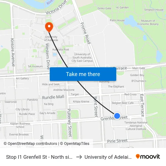 Stop I1 Grenfell St - North side to University of Adelaide map