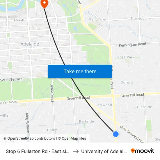 Stop 6 Fullarton Rd - East side to University of Adelaide map