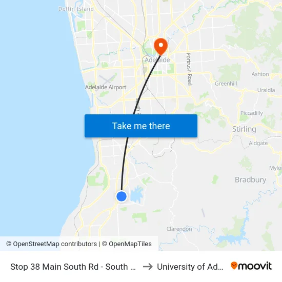 Stop 38 Main South Rd - South East side to University of Adelaide map