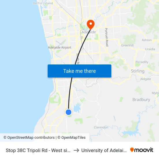 Stop 38C Tripoli Rd - West side to University of Adelaide map