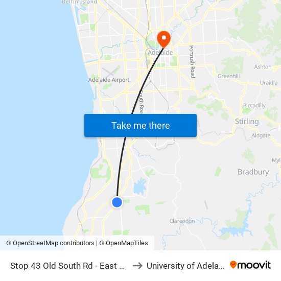 Stop 43 Old South Rd - East side to University of Adelaide map