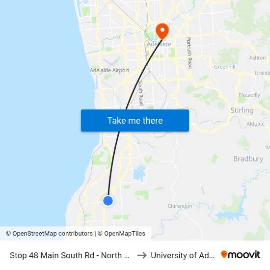 Stop 48 Main South Rd - North West side to University of Adelaide map