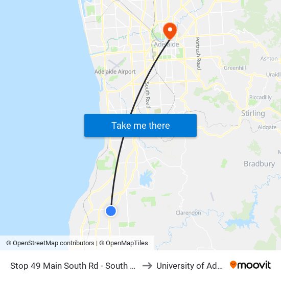 Stop 49 Main South Rd - South East side to University of Adelaide map