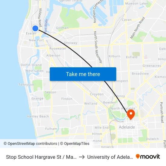 Stop School Hargrave St / May St to University of Adelaide map