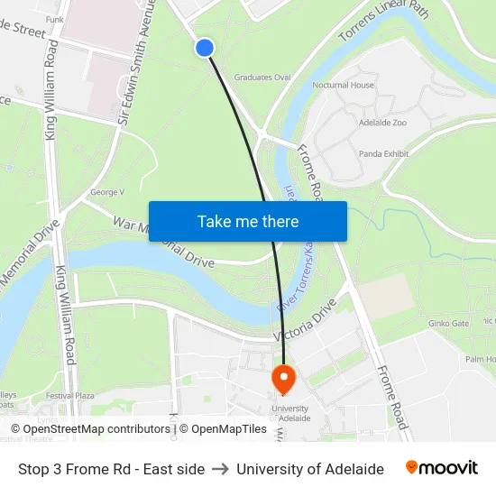Stop 3 Frome Rd - East side to University of Adelaide map