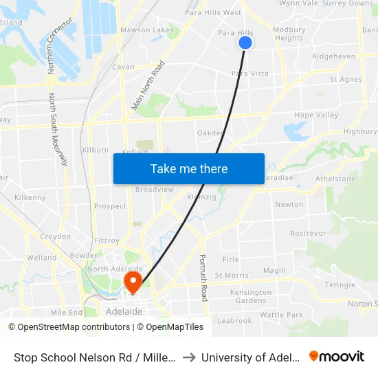 Stop School Nelson Rd / Miller Ave to University of Adelaide map