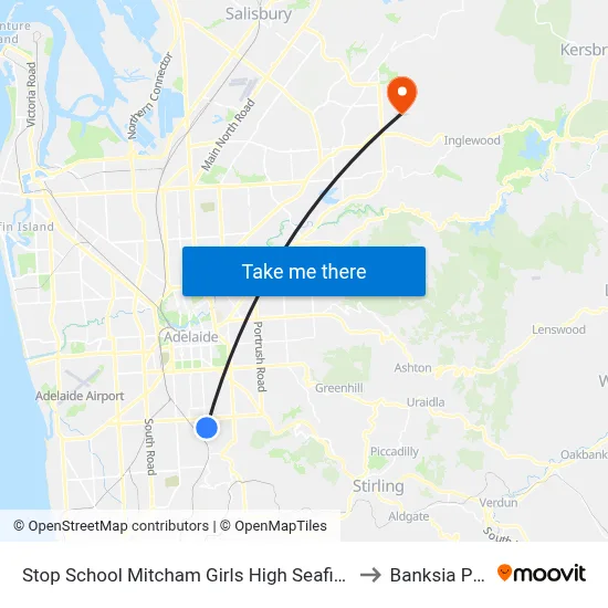 Stop School Mitcham Girls High Seafield Av to Banksia Park map