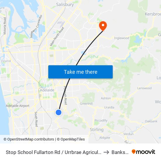 Stop School Fullarton Rd / Urrbrae Agricultural High School - West side to Banksia Park map