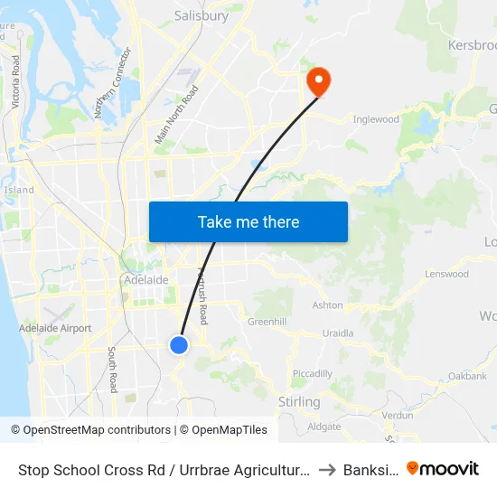 Stop School Cross Rd / Urrbrae Agricultural High School - North side to Banksia Park map