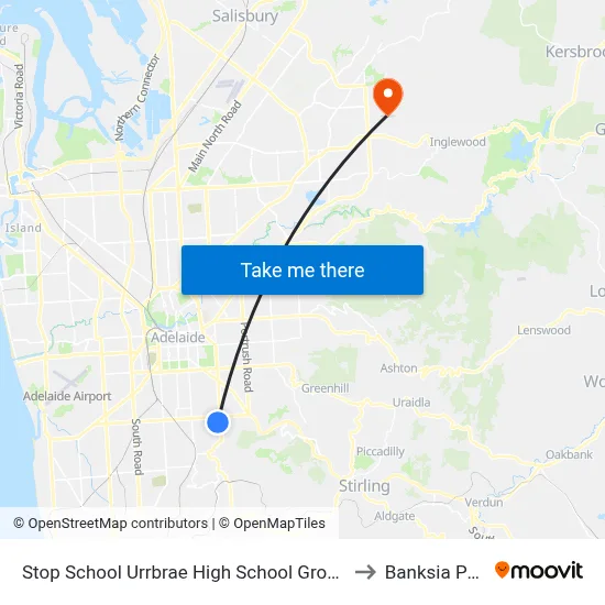 Stop School Urrbrae High School Grounds to Banksia Park map