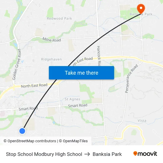 Stop School Modbury High School to Banksia Park map