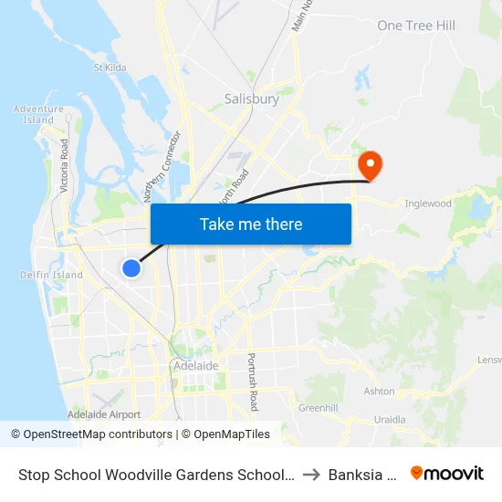 Stop School Woodville Gardens School Ridley Gr to Banksia Park map