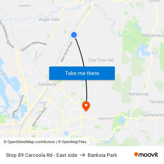 Stop 89 Carcoola Rd - East side to Banksia Park map