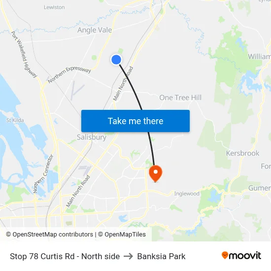 Stop 78 Curtis Rd - North side to Banksia Park map