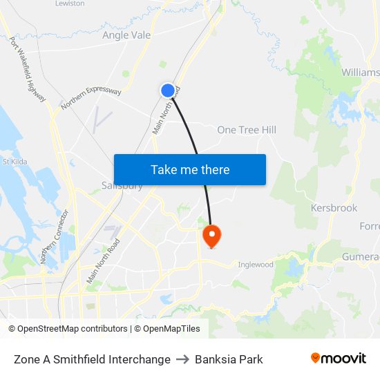 Zone A Smithfield Interchange to Banksia Park map