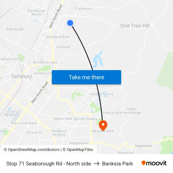 Stop 71 Seaborough Rd - North side to Banksia Park map