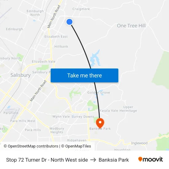 Stop 72 Turner Dr - North West side to Banksia Park map