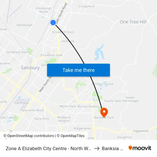 Zone A Elizabeth City Centre - North West side to Banksia Park map