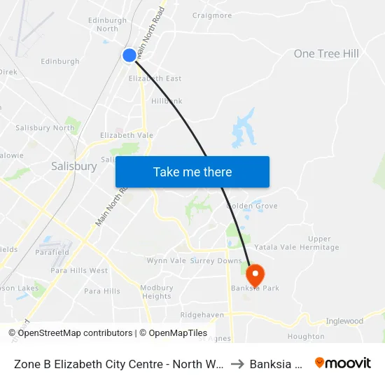 Zone B Elizabeth City Centre - North West side to Banksia Park map