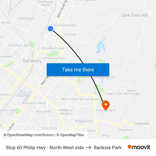 Stop 60 Philip Hwy - North West side to Banksia Park map