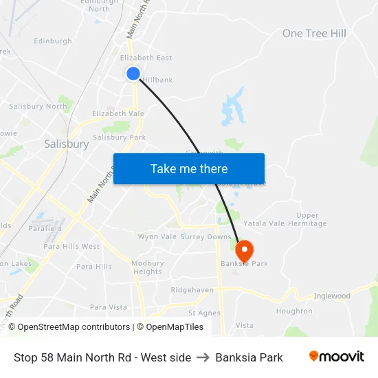 Stop 58 Main North Rd - West side to Banksia Park map