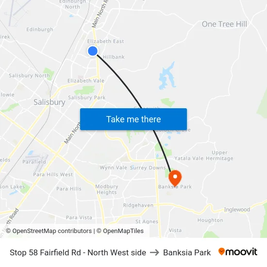 Stop 58 Fairfield Rd - North West side to Banksia Park map