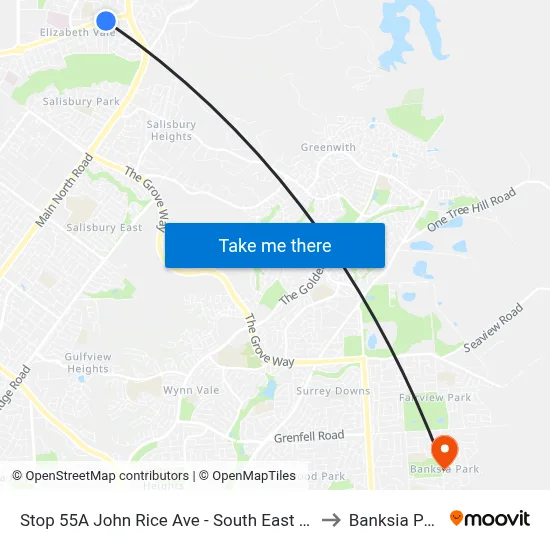 Stop 55A John Rice Ave - South East side to Banksia Park map