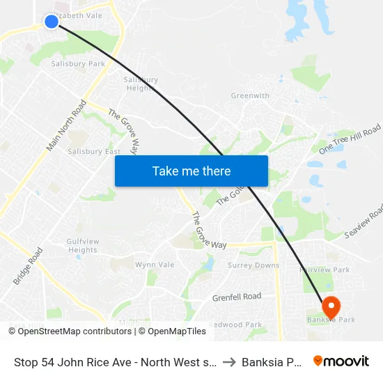 Stop 54 John Rice Ave - North West side to Banksia Park map