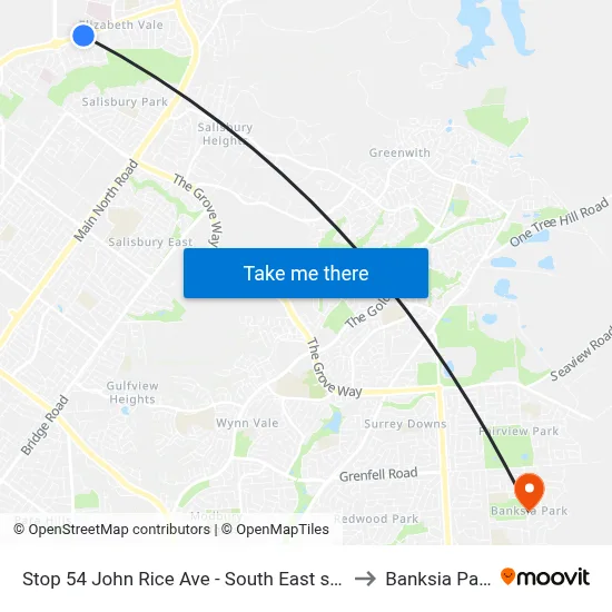 Stop 54 John Rice Ave - South East side to Banksia Park map