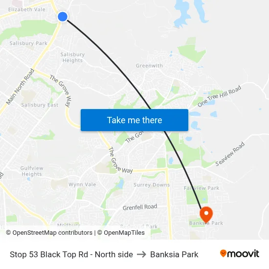 Stop 53 Black Top Rd - North side to Banksia Park map