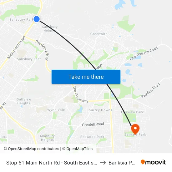 Stop 51 Main North Rd - South East side to Banksia Park map