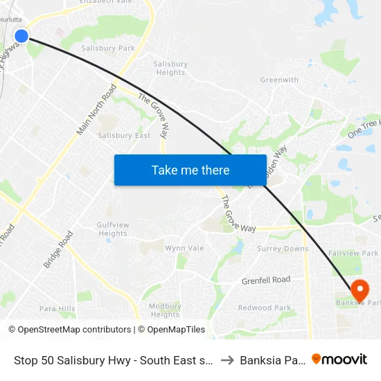 Stop 50 Salisbury Hwy - South East side to Banksia Park map