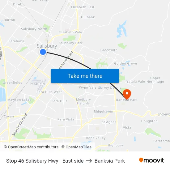 Stop 46 Salisbury Hwy - East side to Banksia Park map