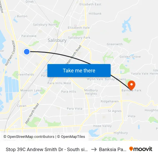 Stop 39C Andrew Smith Dr - South side to Banksia Park map