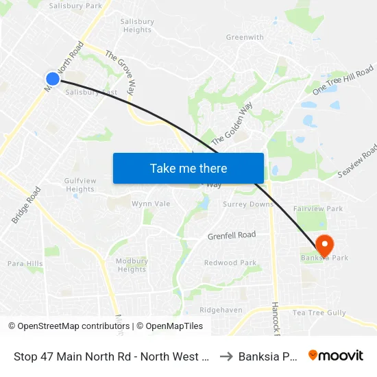 Stop 47 Main North Rd - North West side to Banksia Park map