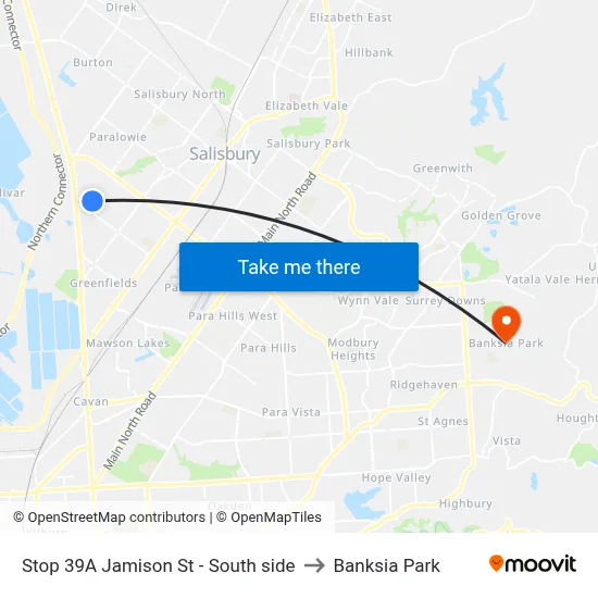 Stop 39A Jamison St - South side to Banksia Park map