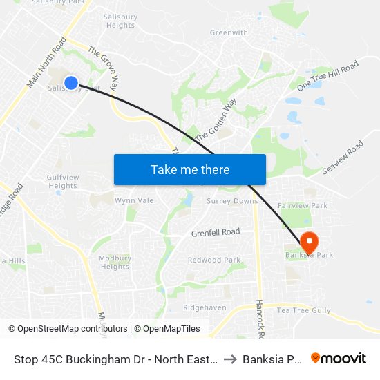 Stop 45C Buckingham Dr - North East side to Banksia Park map