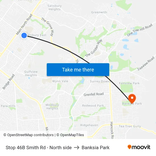 Stop 46B Smith Rd - North side to Banksia Park map