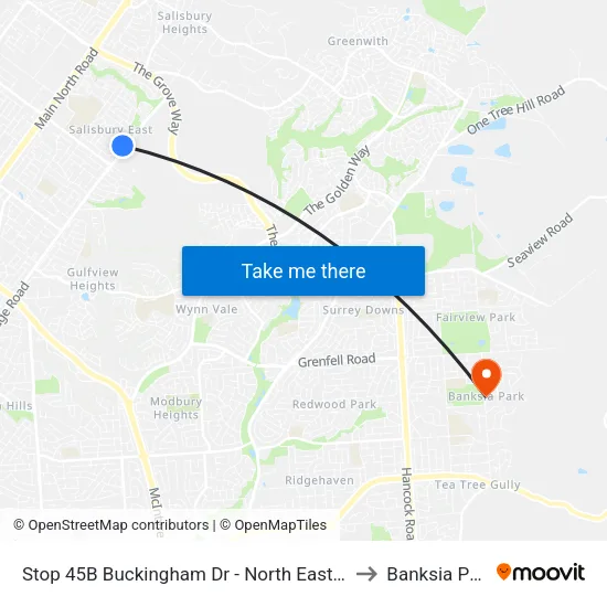 Stop 45B Buckingham Dr - North East side to Banksia Park map