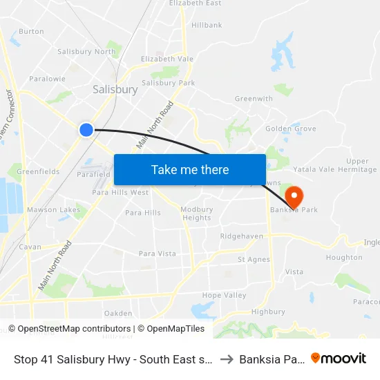 Stop 41 Salisbury Hwy - South East side to Banksia Park map