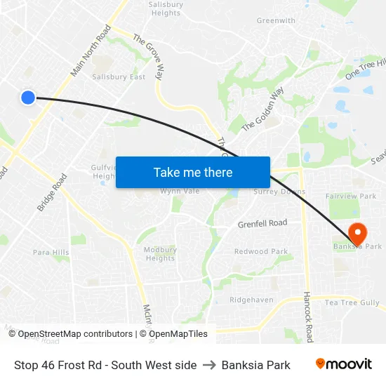 Stop 46 Frost Rd - South West side to Banksia Park map